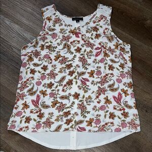 FORTUNE & IVY Floral Tank Top Size Large Sleeveless Blouse Top White Lace‎ NWOT